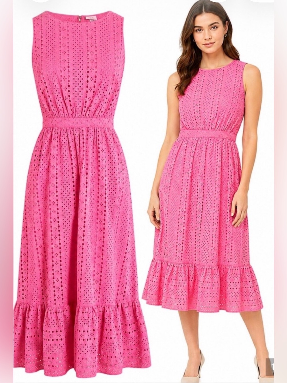 J Crew pink eyelet midi dress size 4
